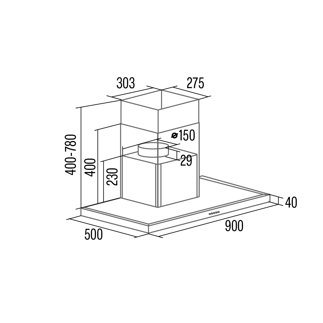 Campana CATA S PRO 9000 BK, 90 cm, Negro, Clase A, Decorativa, 1027(m3/h) Ref. 02075413. - Imagen 3