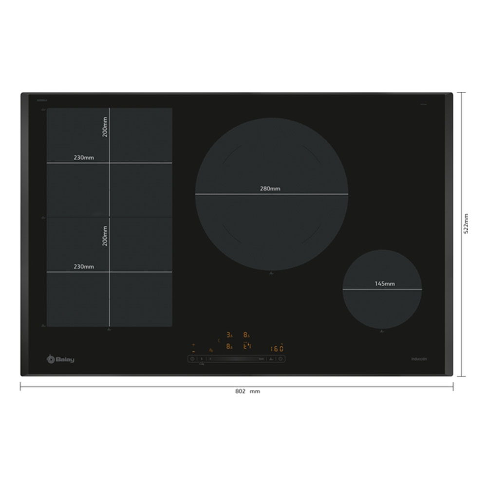 Placa BALAY 3EB989LH, 80 cm, Negro, Inducción. - Imagen 4