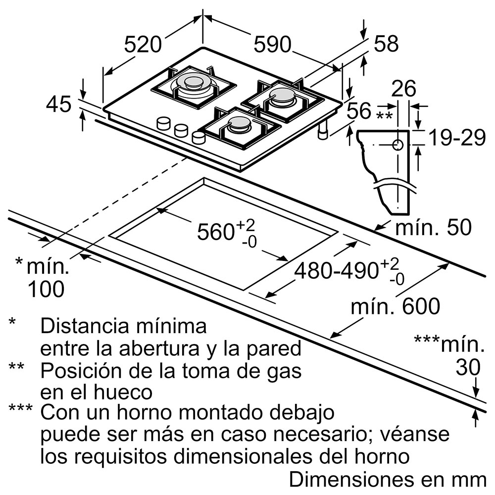 Placa BALAY 3ETG663RB, 60 cm, Acero, Gas. - Imagen 4