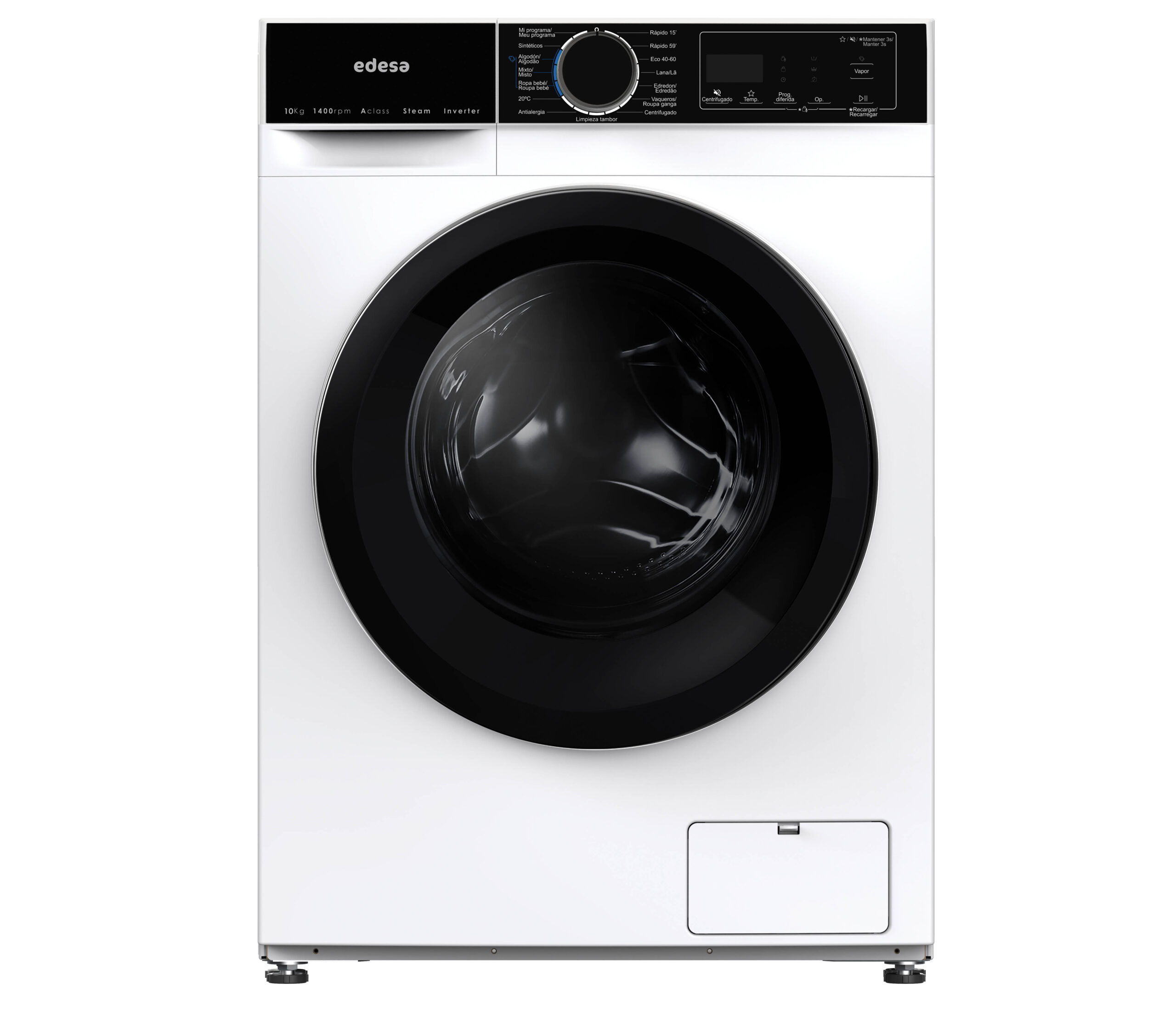 Lavadora Edesa, EWF 10400 WH, 1400 r.p.m. ,Clase A. Blanco, 10 Kg, 18 Programas. Función vapor. Ref. 925270568.
