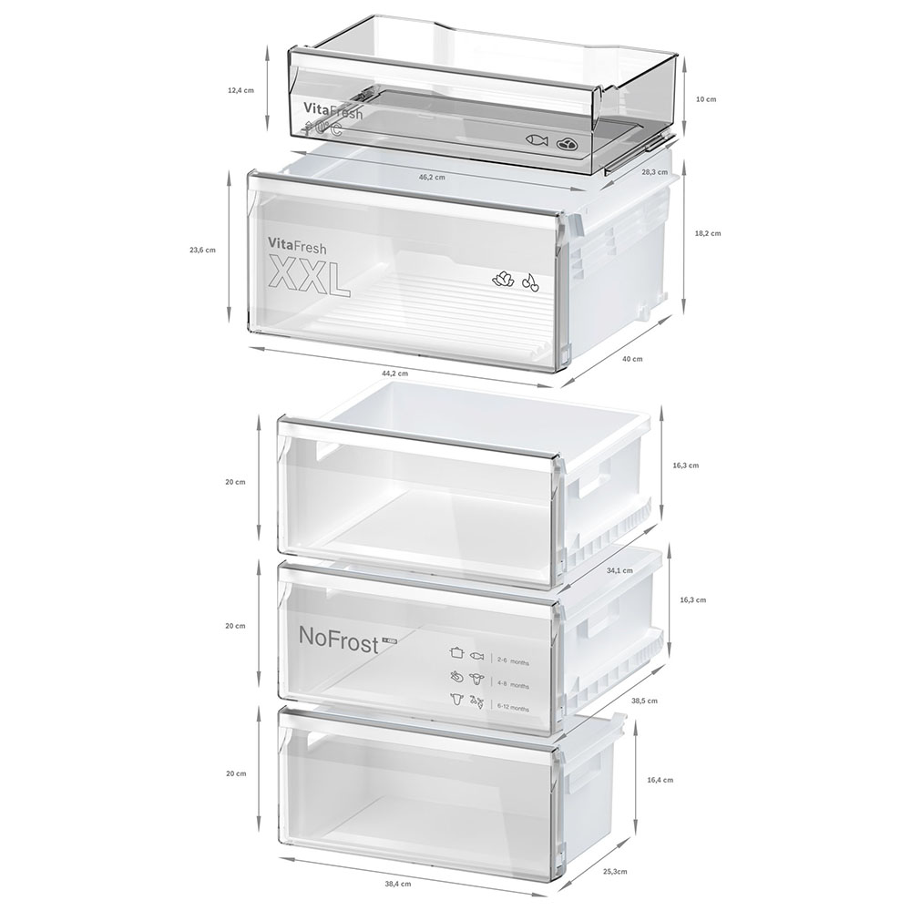 Frigorífico BOSCH KGN362ICF, Clase C, Acero Inox, 186 x 60 cm, Total NoFrost - Imagen 7