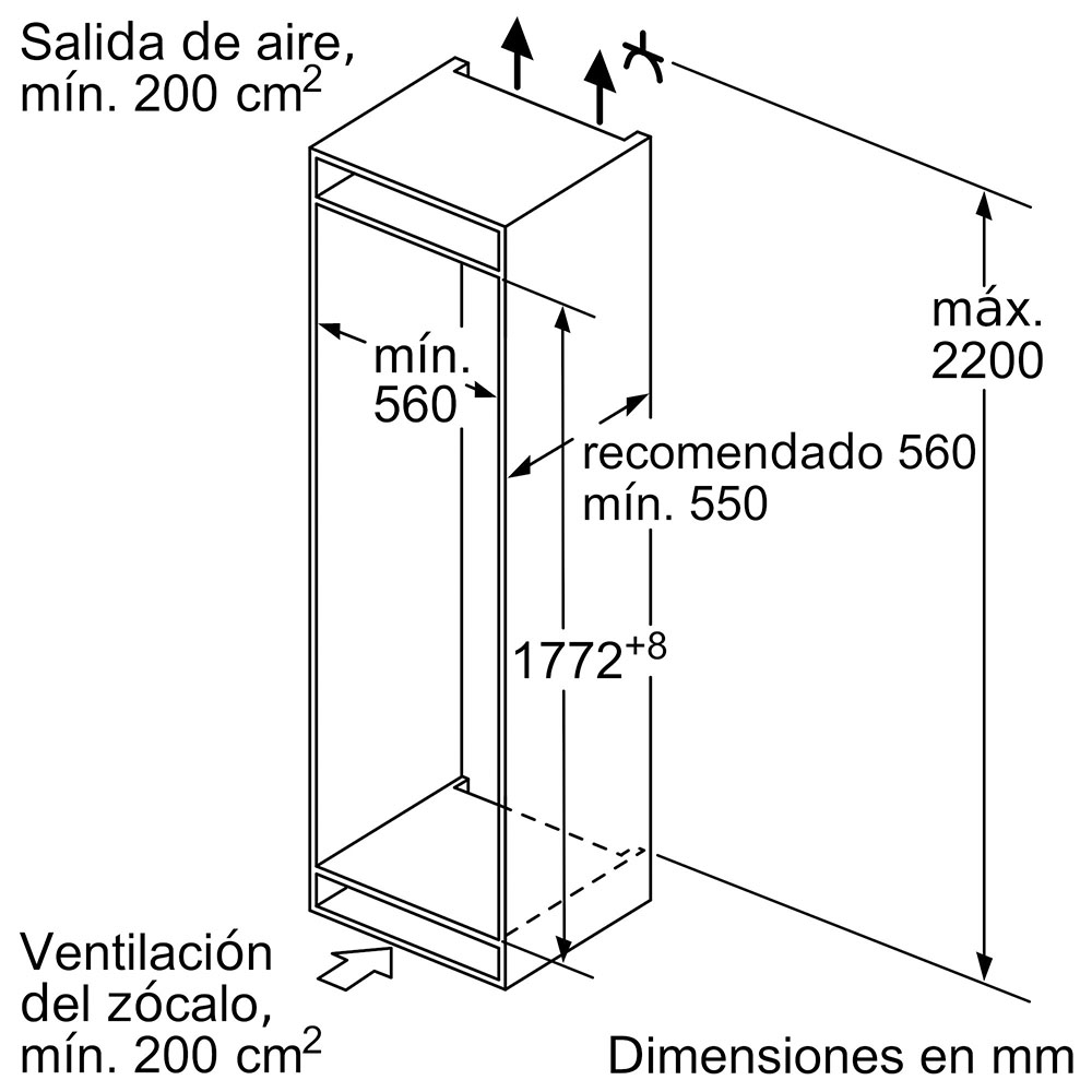 Frigorífico Bosch KIS86AFE0, Clase E, Combi Integrable, 177.2 x 54.1 cm. Puerta fija. - Imagen 9