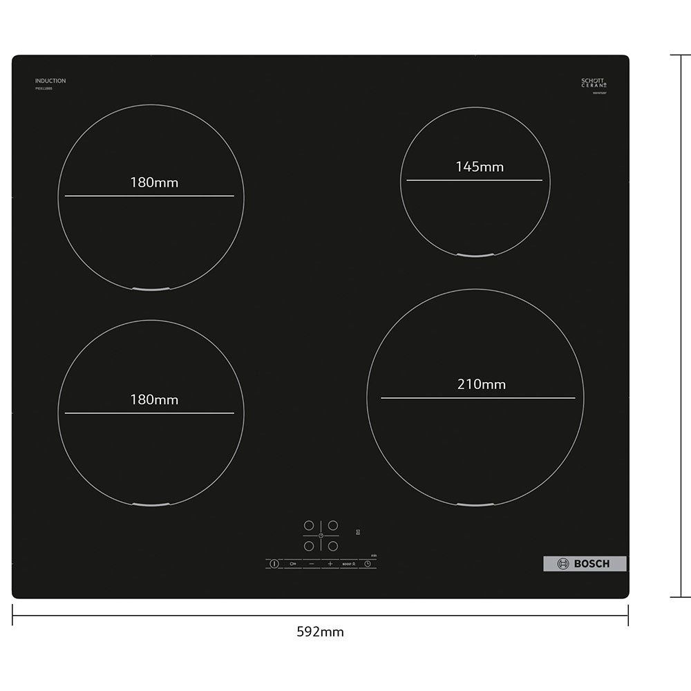 Placa de inducción, Bosch PIE611BB5E , 60 cm, sin perfiles. - Imagen 4