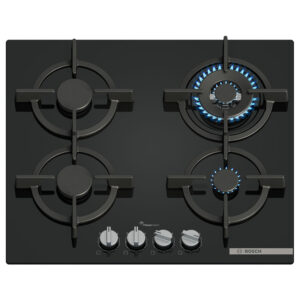 Placa BOSCH PPH6A6I10, 60 cm, 3 Fuegos, Vidrio Templado, Negro, Gas.