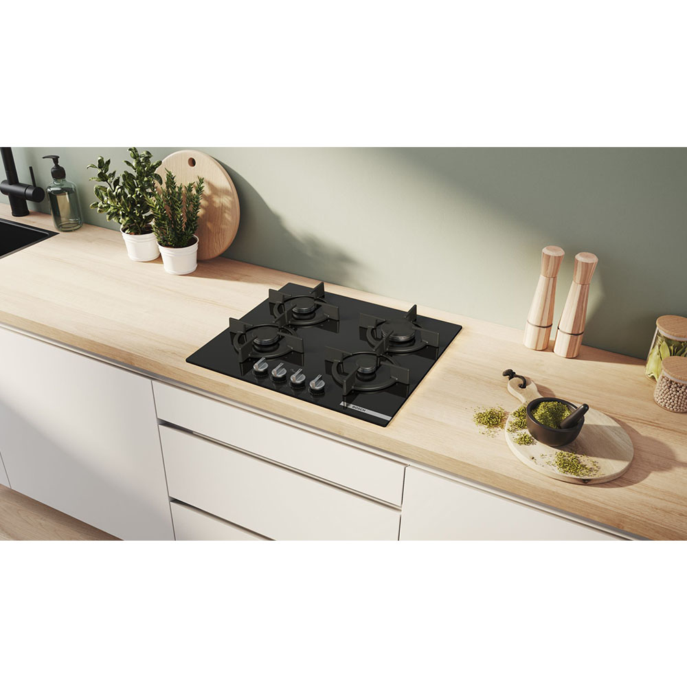 Placa BOSCH PPP6A6I10, 60 cm, 4 fuegos, Vidrio Templado, Negro, Gas. - Imagen 4