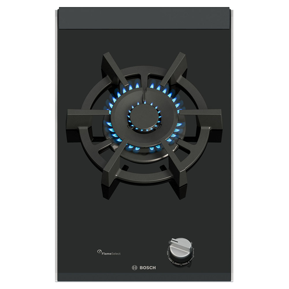 Placa BOSCH PRA3A6I10, 30 cm, Cristal Vitrocerámico Negro, Dominó, Gas.