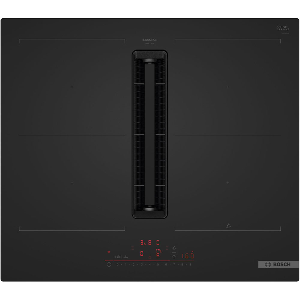 Placa con extracción Bosch PVQ61AH26E, 60 cm, negro mate, Clase B.
