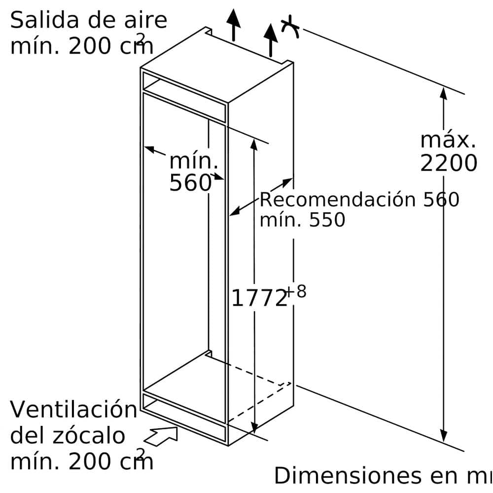 Congelador Integrable Bosch GIN81ACE0, Clase E, 177.2 x 55.8 cm, Sistema de integración de puerta fija - Imagen 6