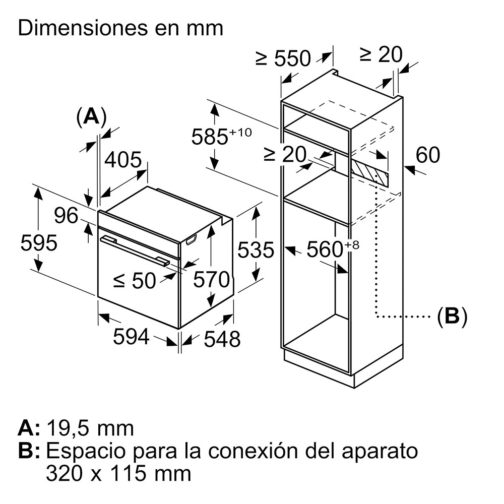 Horno BALAY 3HB4151X3, Acero inoxidable, Clase A+, Con funcion vapor ,60X60, 71L . - Imagen 8