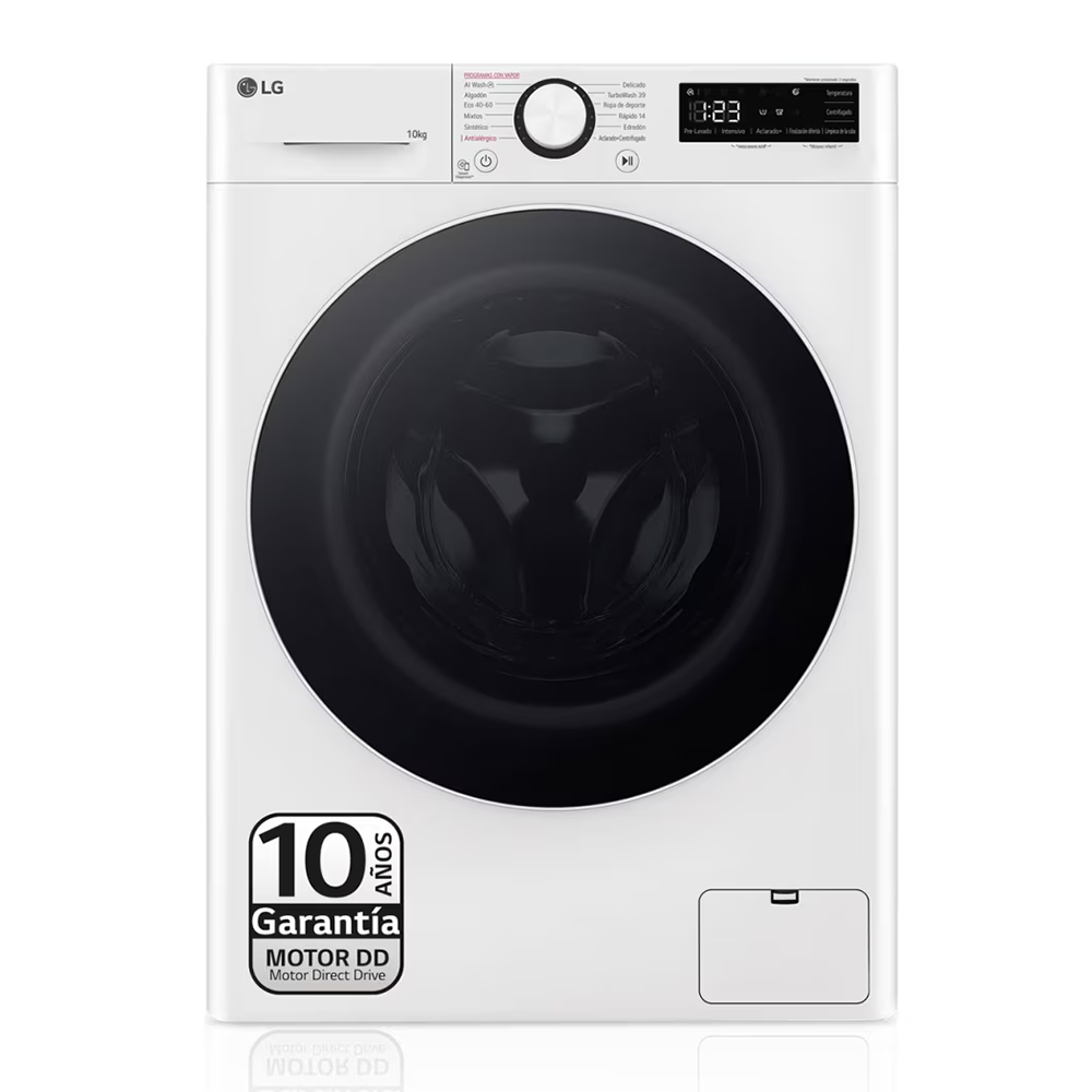 Lavadora LG F4WR6010A0W 10Kg 1400R BCA STEAM, Clase A-10%, Blanca, 10 kg. - 1400 rpm - Libre Instalación