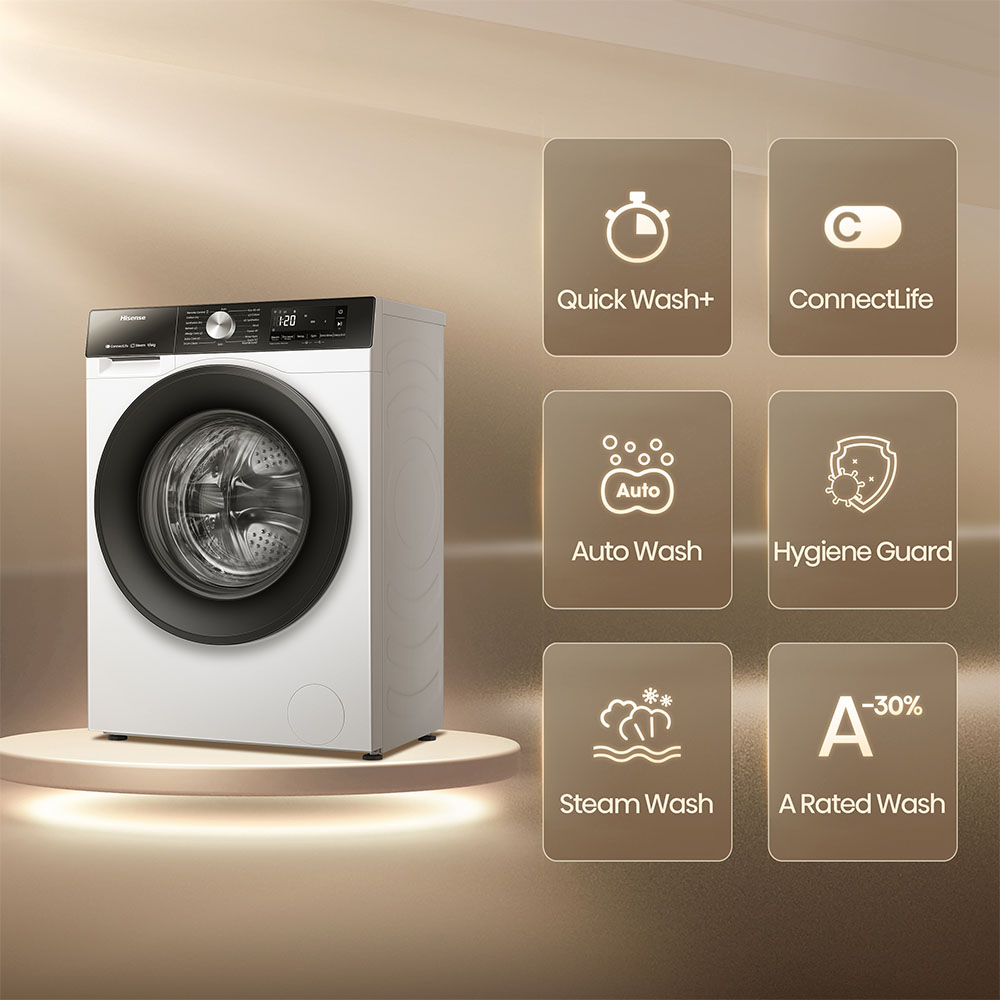 Lavadora-Secadora HISENSE WD3S9043BW3, Clase D-A 9/6kg 1400 rpm Libre Instalación. - Imagen 3