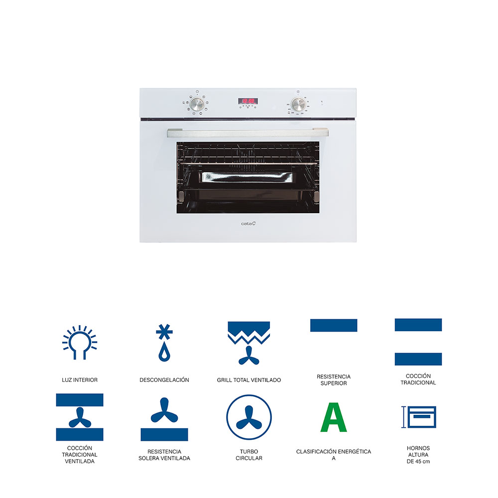 Horno CATA MD 5008 WH ,60 cm, Negro E Inox, Clase A, Compacto, AquaSmart, 40 l. Ref. 07003000. - Imagen 2