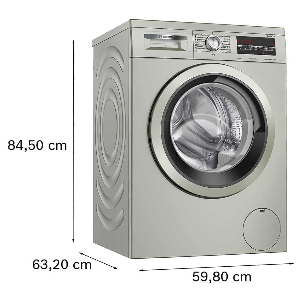 Lavadora Bosch WUU28T8XES, 8 Kg, 1400 r.p.m., Clase A, Acero Inox. - Imagen 3