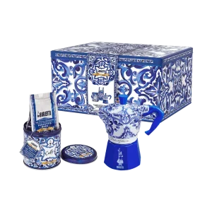Cafetera BIALETTI Express Azul Mediterráneo 3 tazas + café Perfetto Moka Autentico Dolce&Gabbana